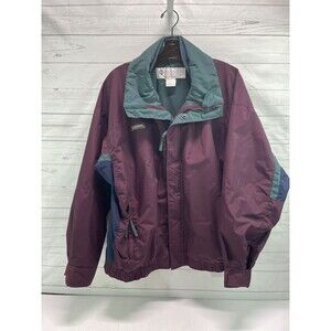 Columbia Mens Size Large L Maroon Windbreaker Jacket Full Zipper Missing Lining
